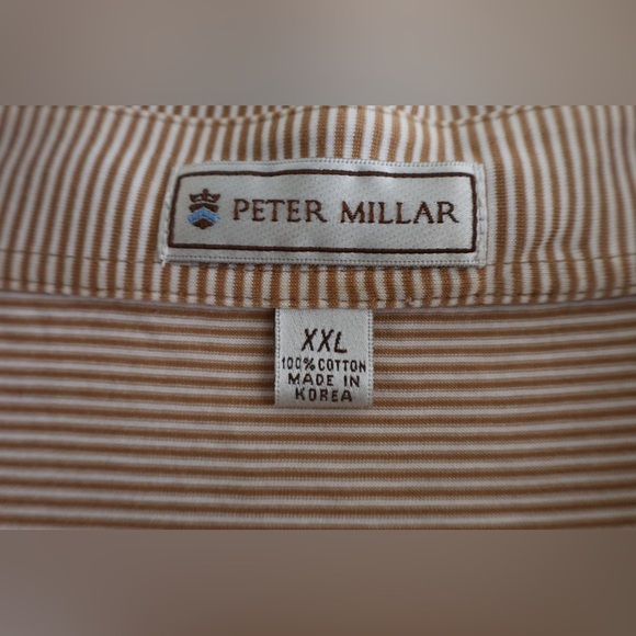 Peter Millar Striped Polo Pine Needles Golf Embroidered Logo - Picture 4 of 4